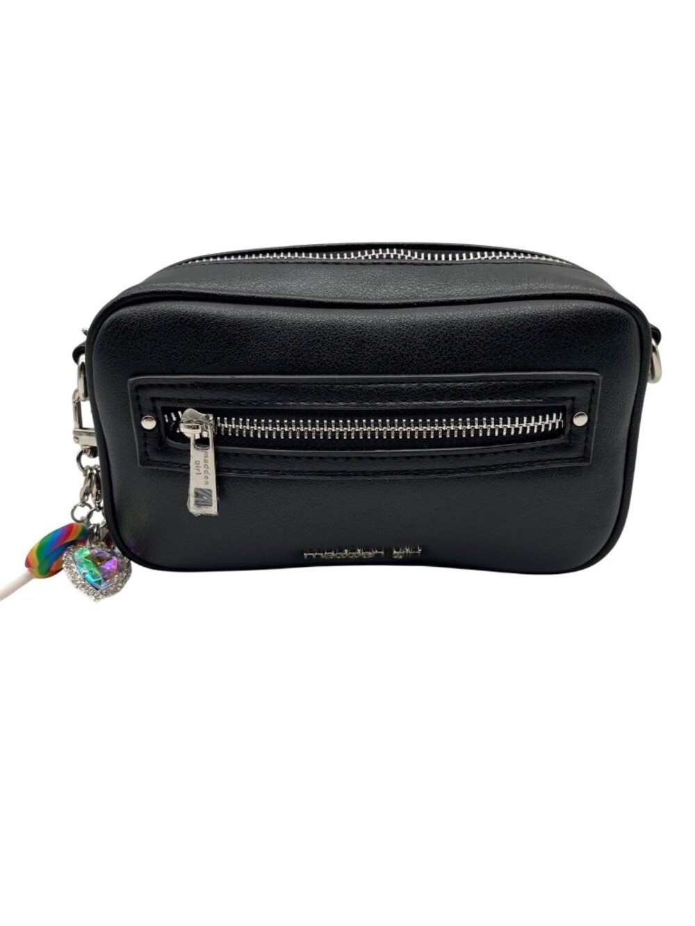 Madden Girl Black Faux Leather Crossbody Bag